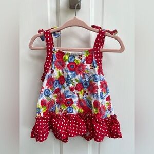 Jumping Fences 24M Red, White, Blue, and Green Floral Tank Top Blouse